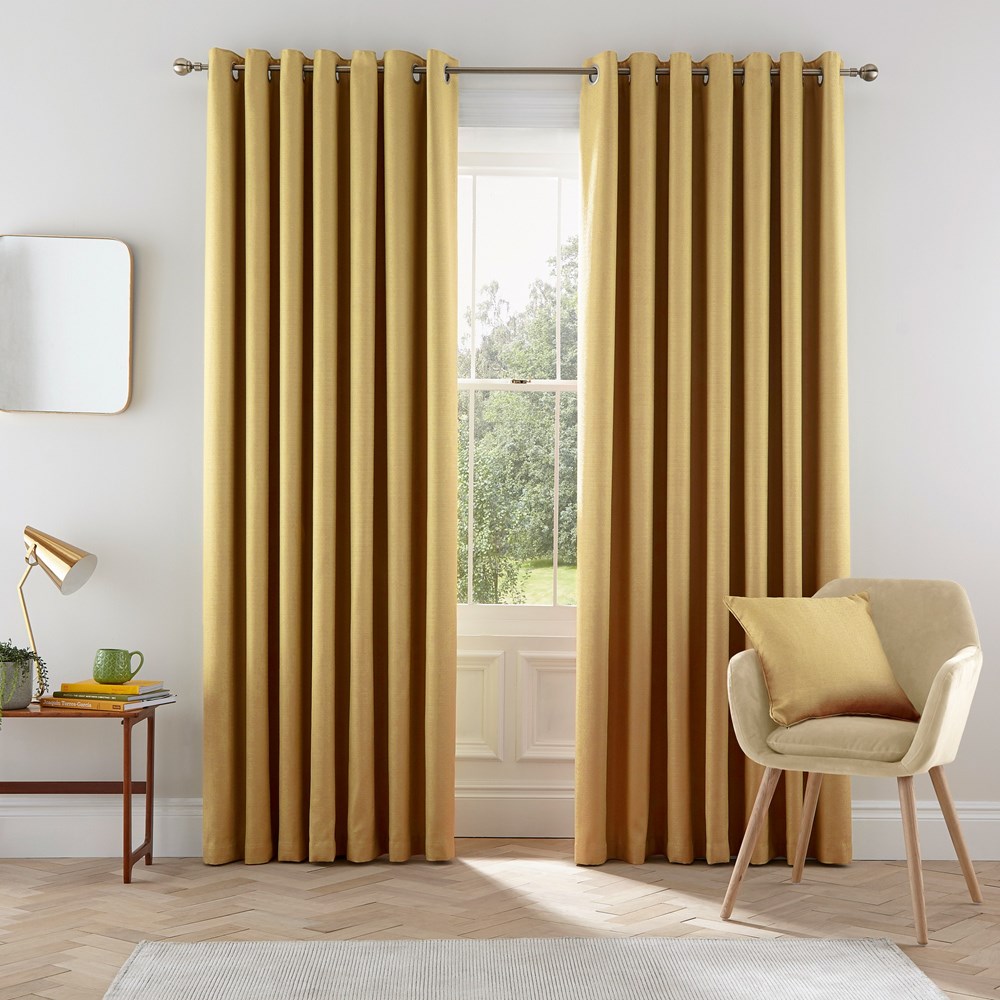 Eden Plain Curtains by Helena Springfield in Chartreuse Yellow